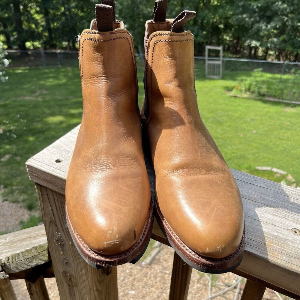 FRYE Sawyer Boots Mens Size 10.5 D READ Brown Leather Chelsea